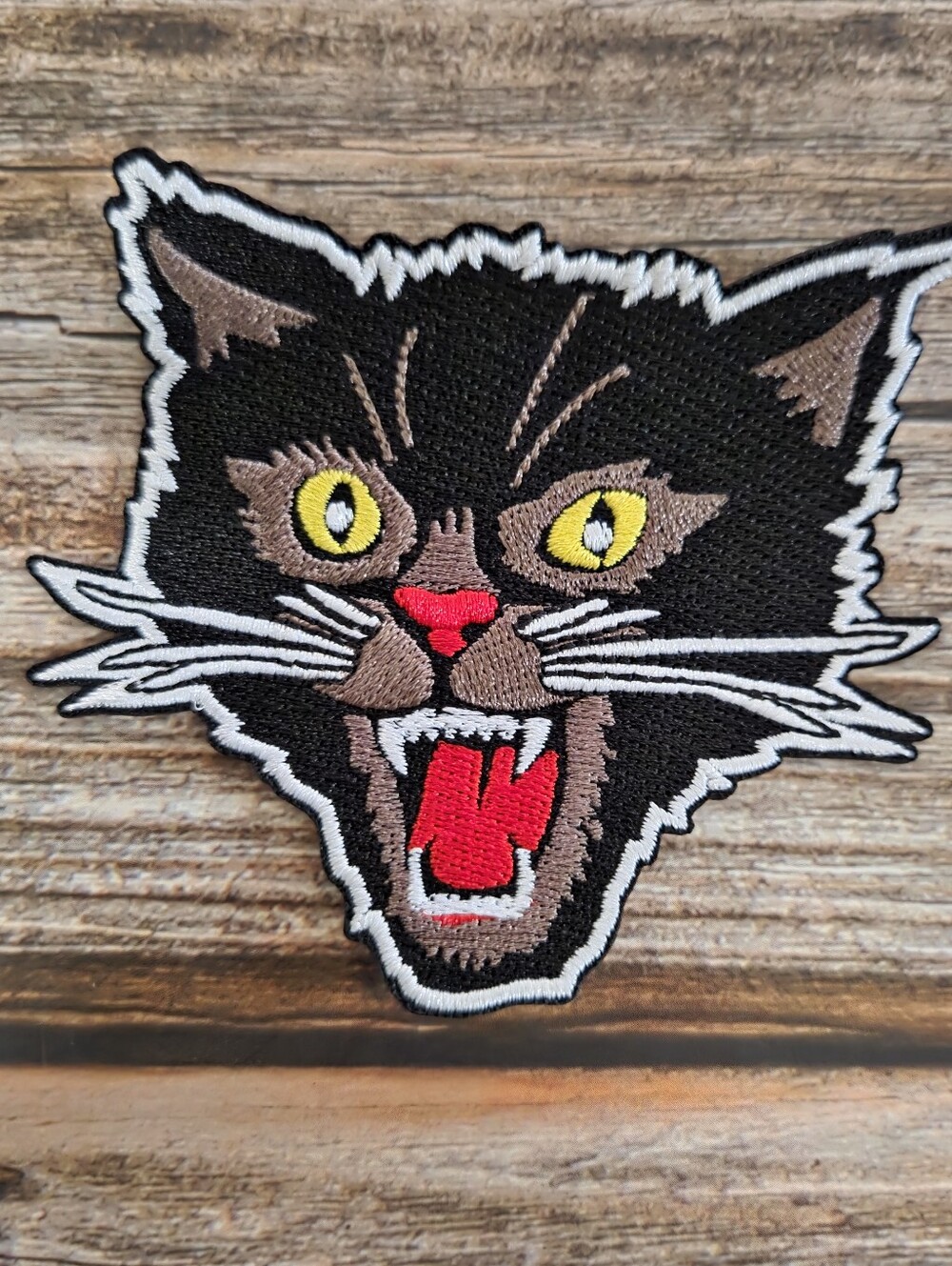 Black Cat Gothic Halloween Witch Familiar Kitty Embroidered Iron On Patch